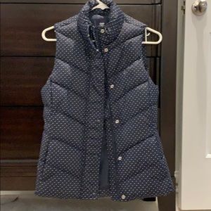 Gap Navy Blue with White Polka Dots Puffer Vest XS